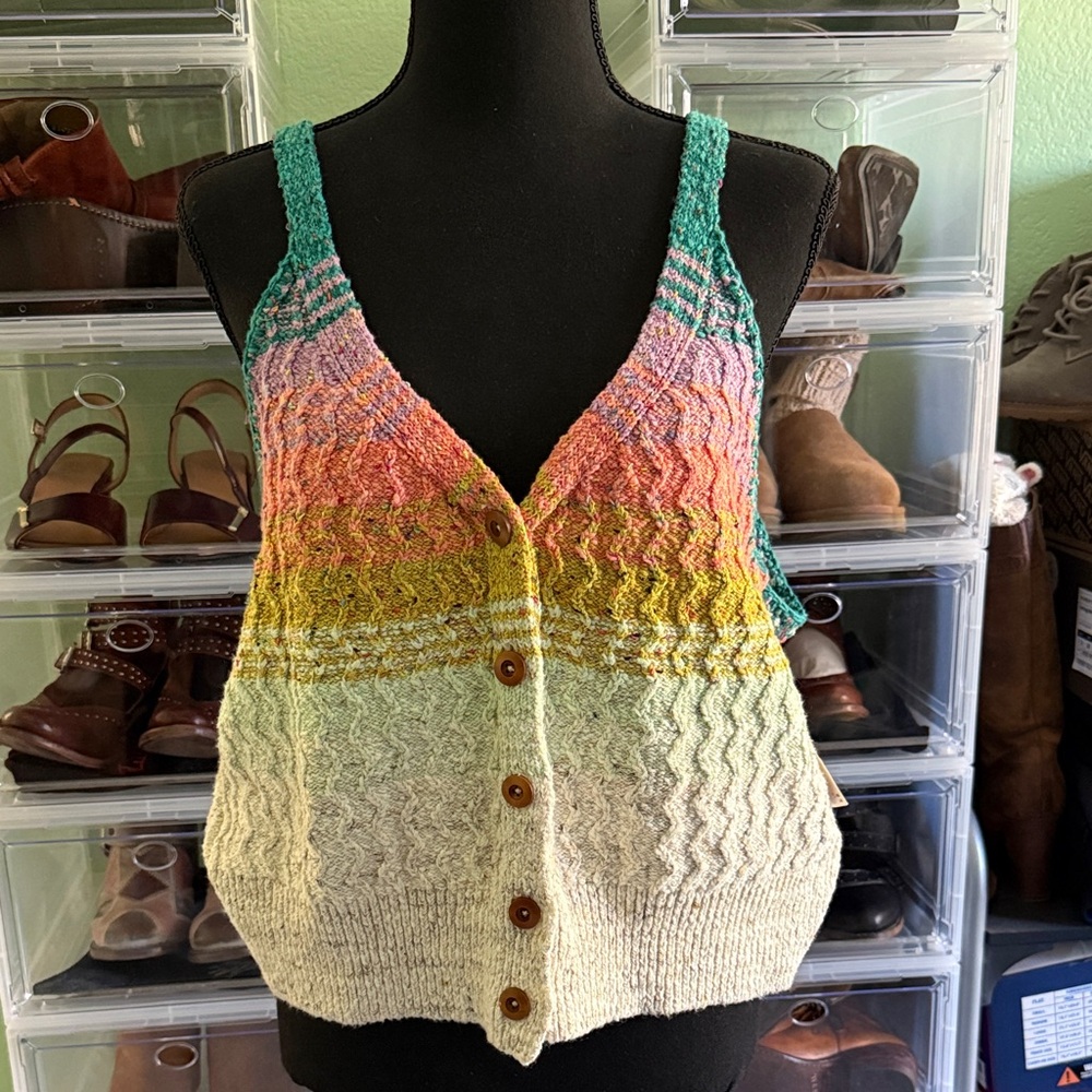 Anthropologie - Pilcro Multicolor Knit Button-Down Vest Top